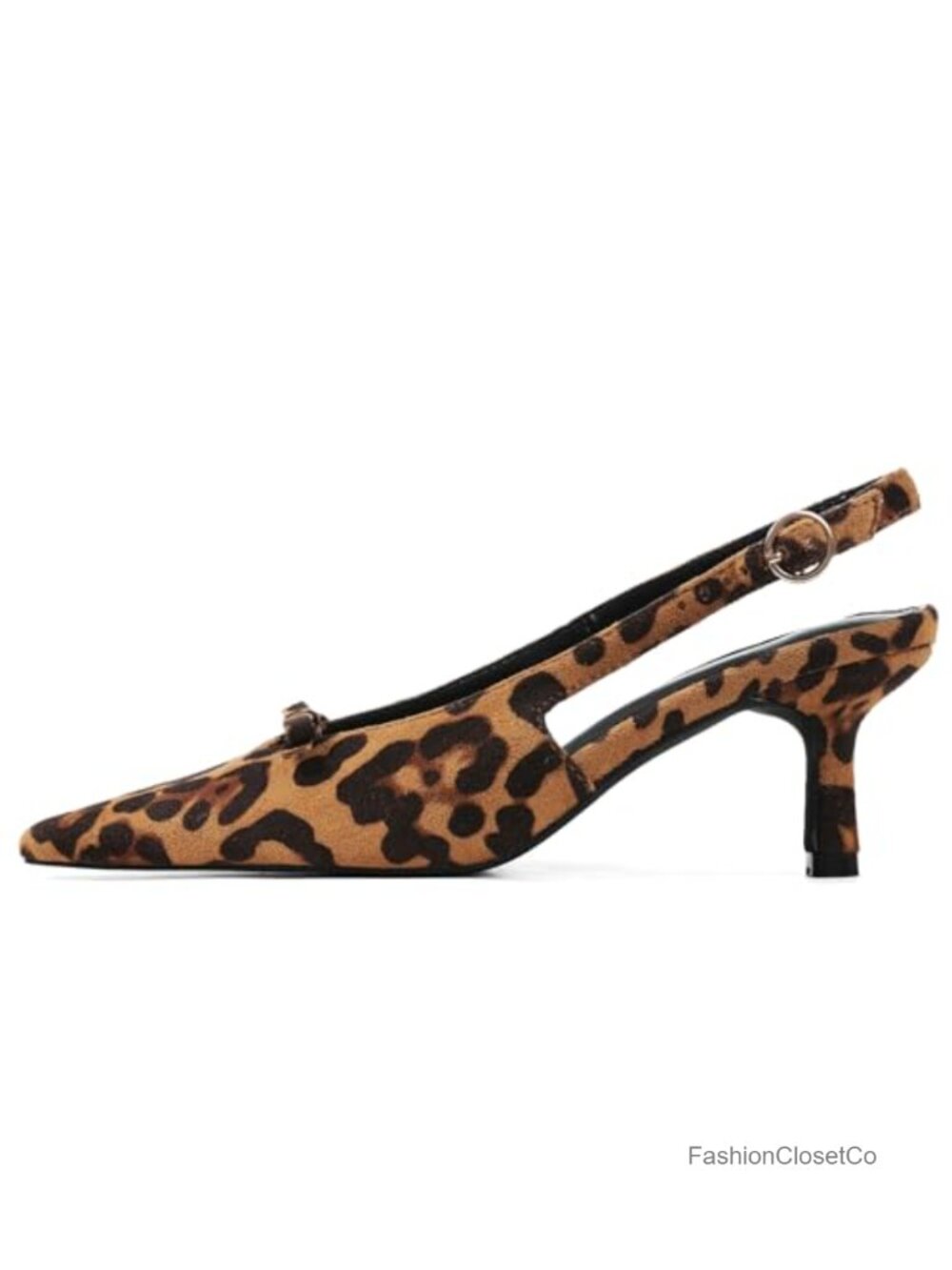 Kitten Heels Bow Slingback Pumps Faux Suede